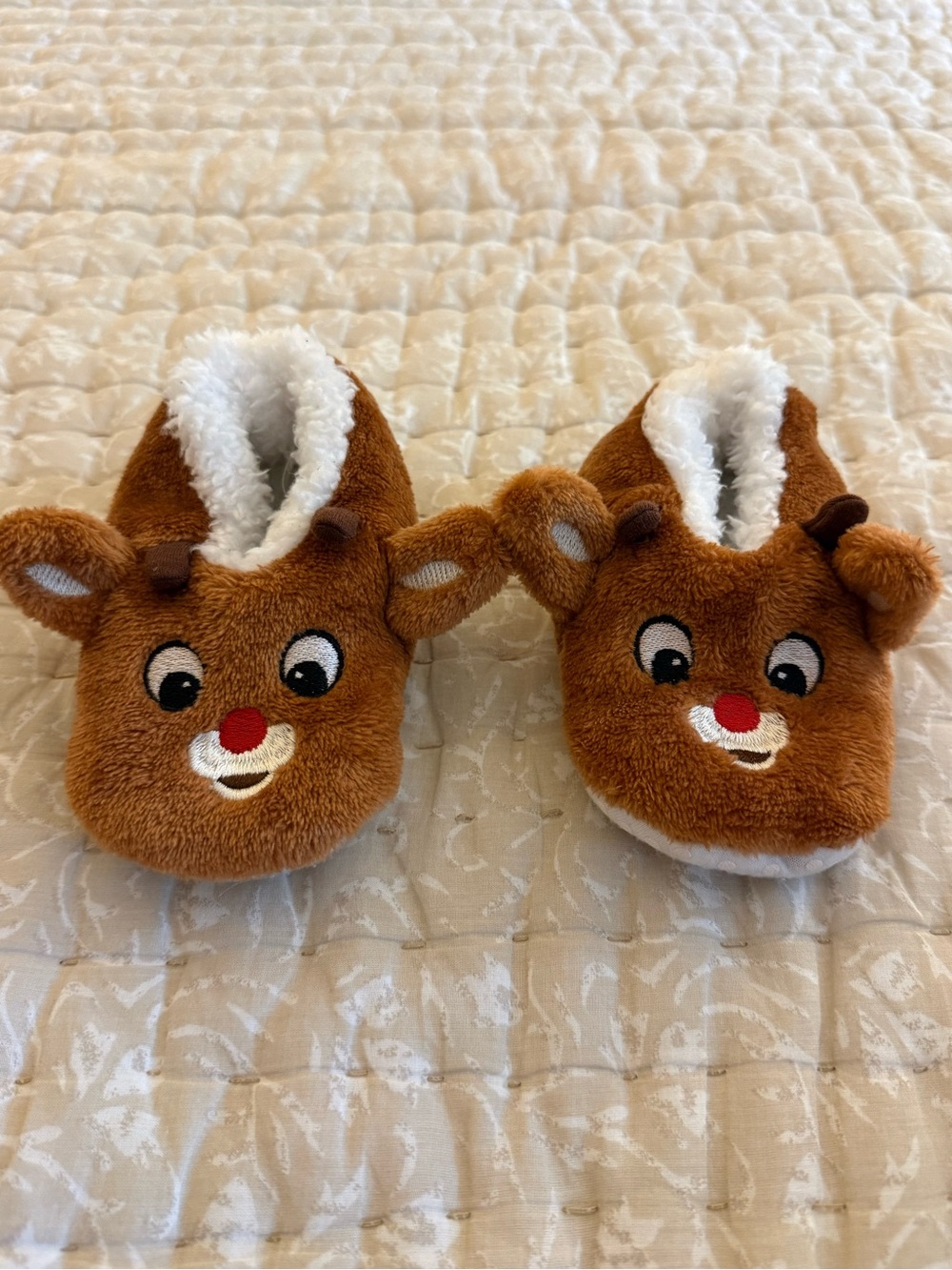 Toddler Size 2T-3T Rudolph Reindeer Plush Slippers